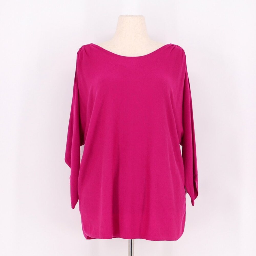 NWT CHICO'S Touch of Cashmere Cold Shoulder Pullover Fuchsia Size 3 (XL/…
